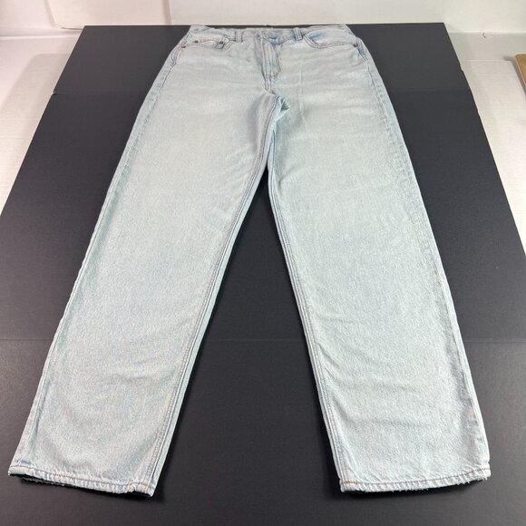 American Eagle Jean Women 32x31* Highest Rise Baggy Straight Blue Denim Tag 10 R - Picture 1 of 16